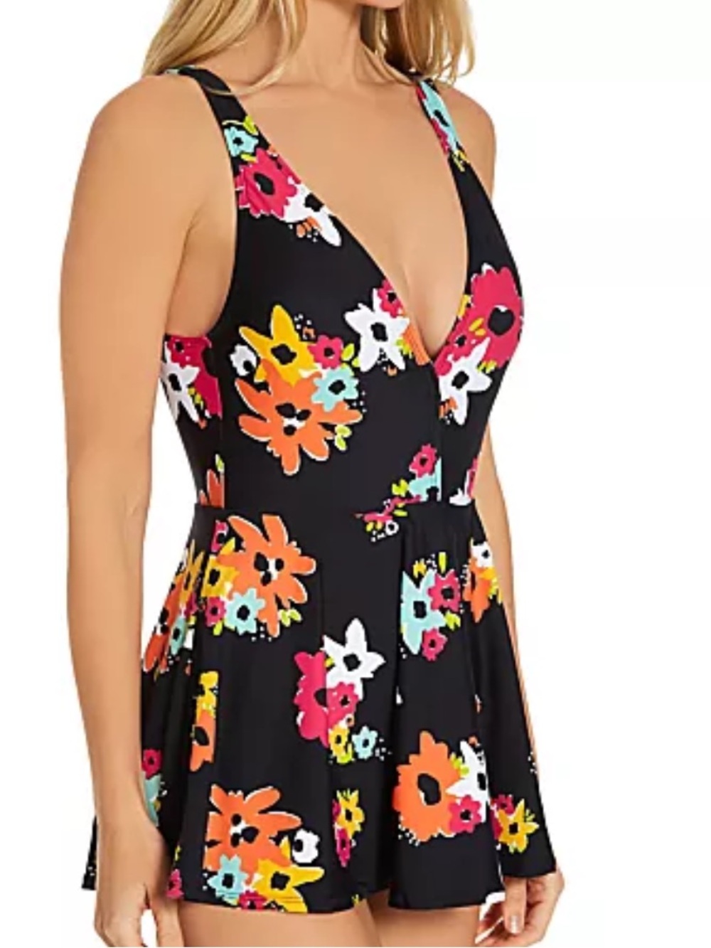 Anne Cole Island Bloom Skirted One Piece Swimsuit 10 Bathing Suit